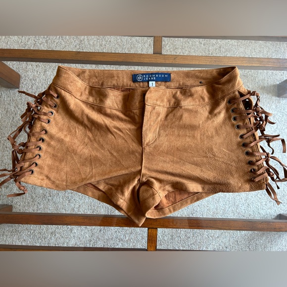 Boom Boom Jeans Pants - Suede Lace-up Shorts